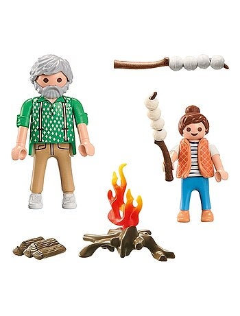my Life Grand-père avec petite fille et feu de camp