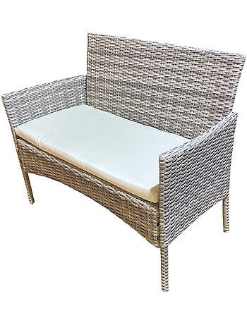 Mykonos noir/gris : salon de jardin 4 places en résine tressée