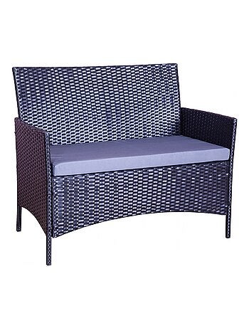 Mykonos noir/gris : salon de jardin 4 places en résine tressée