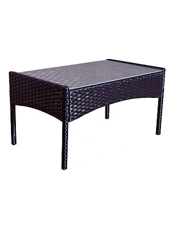 Mykonos noir/gris : salon de jardin 4 places en résine tressée