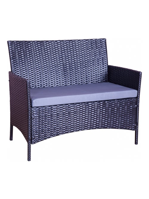 Mykonos noir/gris : salon de jardin 4 places en résine tressée - Kiabi