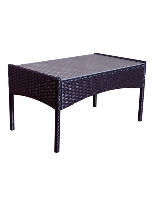 Mykonos noir/gris : salon de jardin 4 places en résine tressée - Kiabi