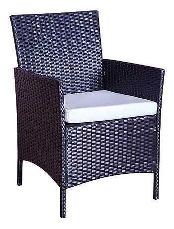 MYKONOS Salon de jardin 4 places en résine tressée Noir et blanc