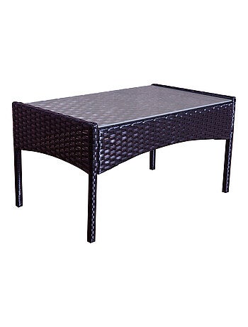 MYKONOS Salon de jardin 4 places en résine tressée Noir et blanc