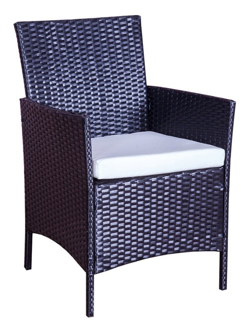 MYKONOS Salon de jardin 4 places en résine tressée Noir et blanc - Kiabi