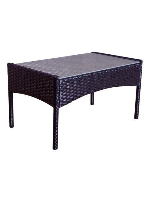 MYKONOS Salon de jardin 4 places en résine tressée Noir et blanc - Kiabi