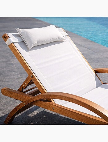 NAARI Transat en bois et toile PVC blanc