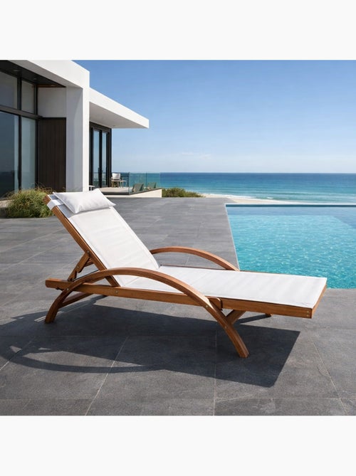 NAARI Transat en bois et toile PVC blanc - Kiabi