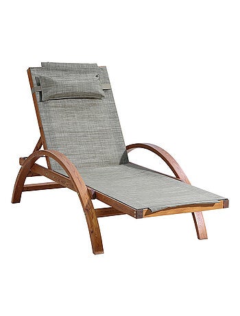 Naari : transat en bois et toile PVC gris olive