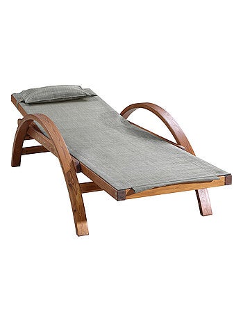 Naari : transat en bois et toile PVC gris olive