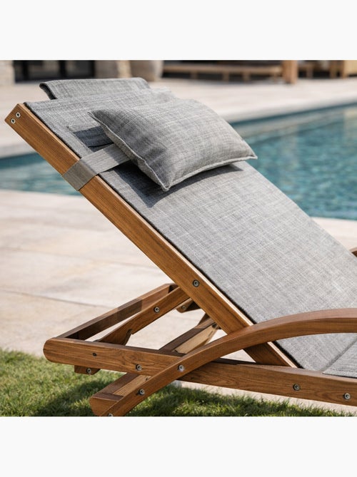 NAARI Transat en bois et toile PVC gris olive - Kiabi