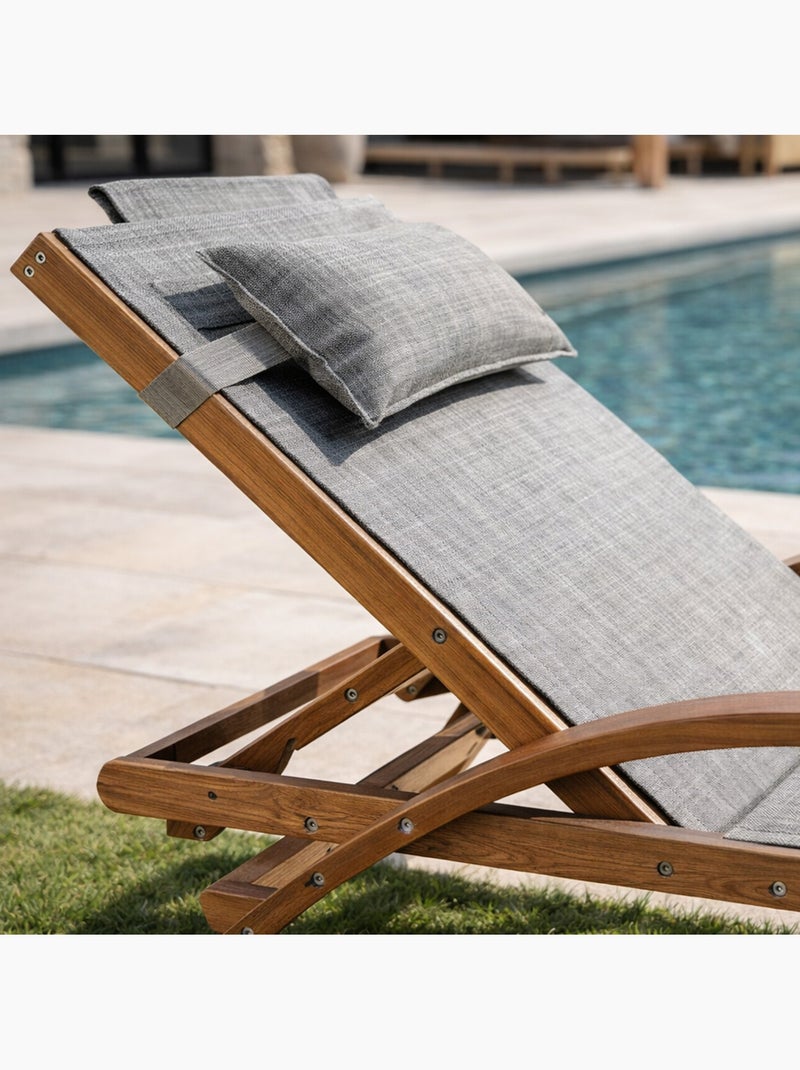 NAARI Transat en bois et toile PVC gris olive Gris - Kiabi