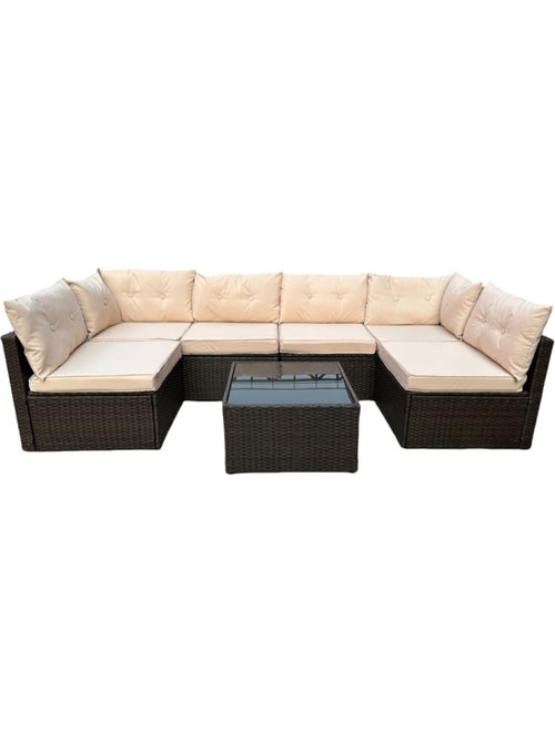 NACULA Salon de jardin modulable 6 places en résine tressée marron - Kiabi