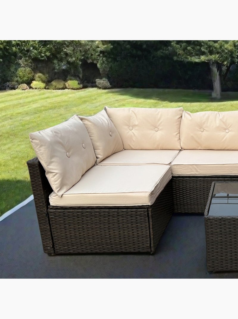 NACULA Salon de jardin modulable 6 places en résine tressée marron Beige - Kiabi