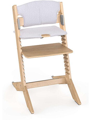 NALA - Chaise haute en bois bébé et enfant avec coussin