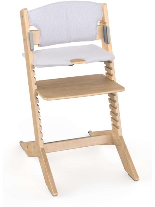 Nala - chaise haute en bois bébé et enfant avec coussin - Kiabi