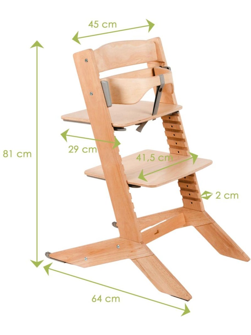 NALA - Chaise haute en bois bébé et enfant Beige - Kiabi