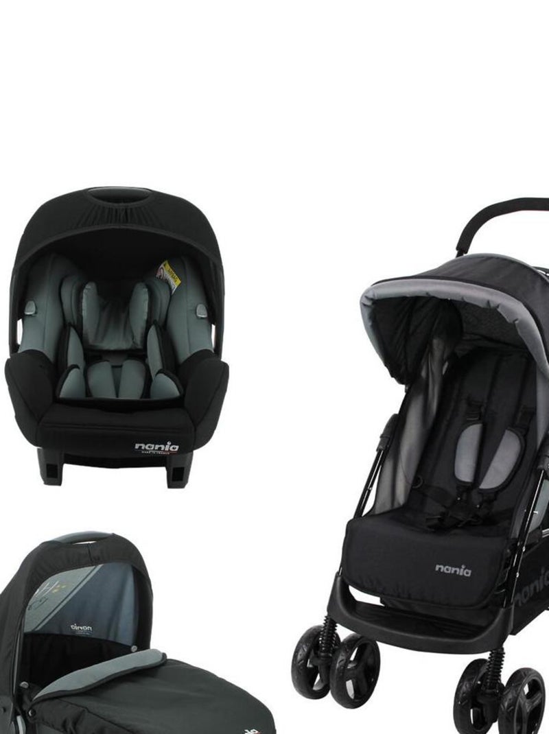 Nania - Poussette 3 en 1 TEXAS + Siège auto BEONE EVO (40-85cm) R129 i-Size + Nacelle FLORA Noir - Kiabi