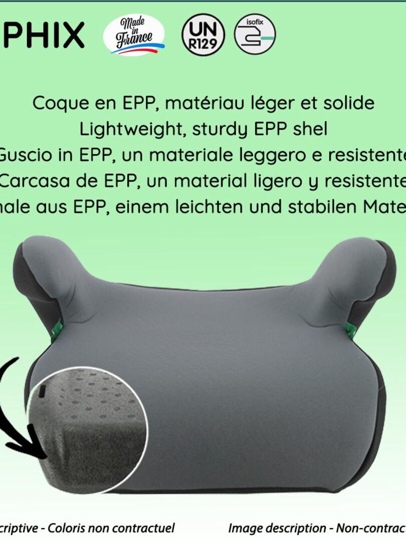 Nania Rehausseur Auto ALPHIX Isofix R129 I-Size 126-150 Cm - Fabrication Française, Avec Accoudoirs - Idéal 8 à 12 Ans (Access Noir)