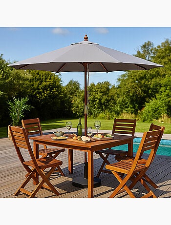 NAPOLI Parasol gris rond 2,66 x 2,66 m