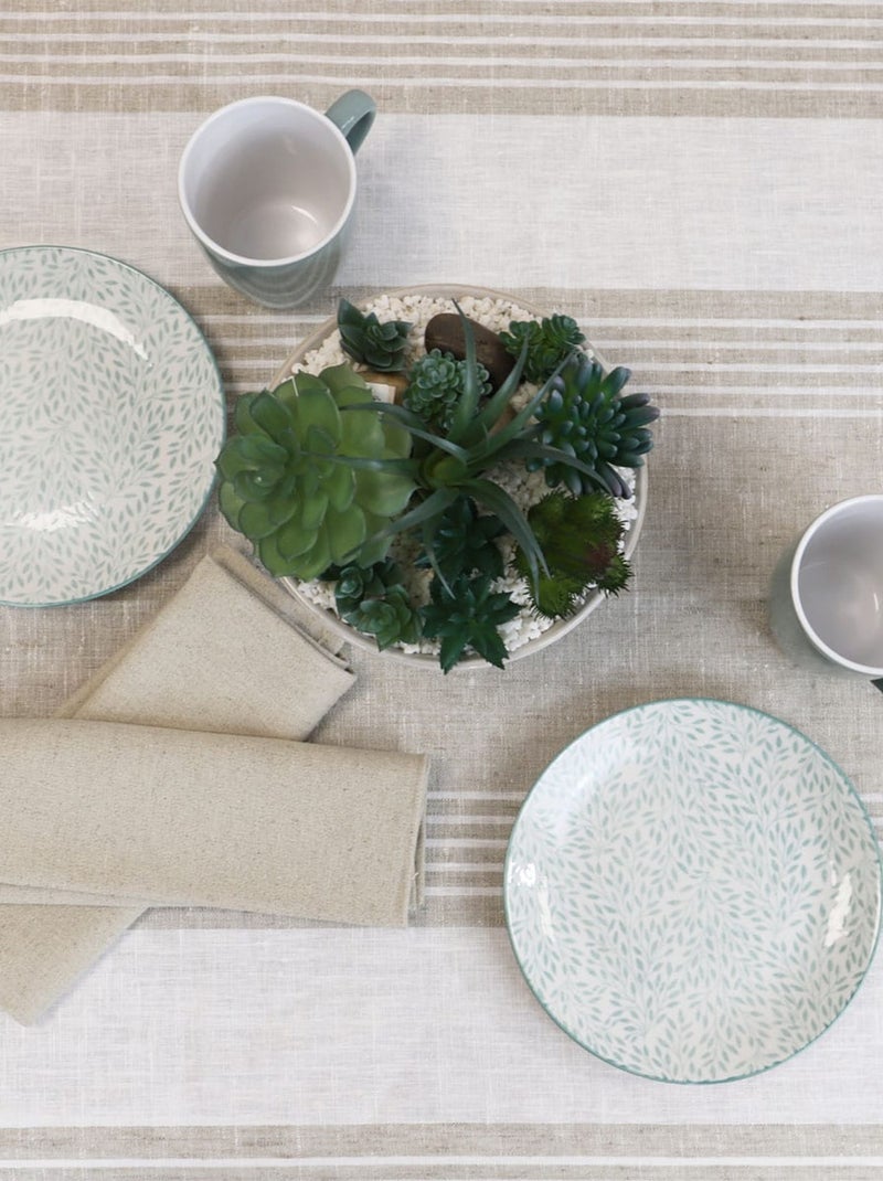 Nappe 100% lin naturel à rayures NAPOLI Blanc - Kiabi