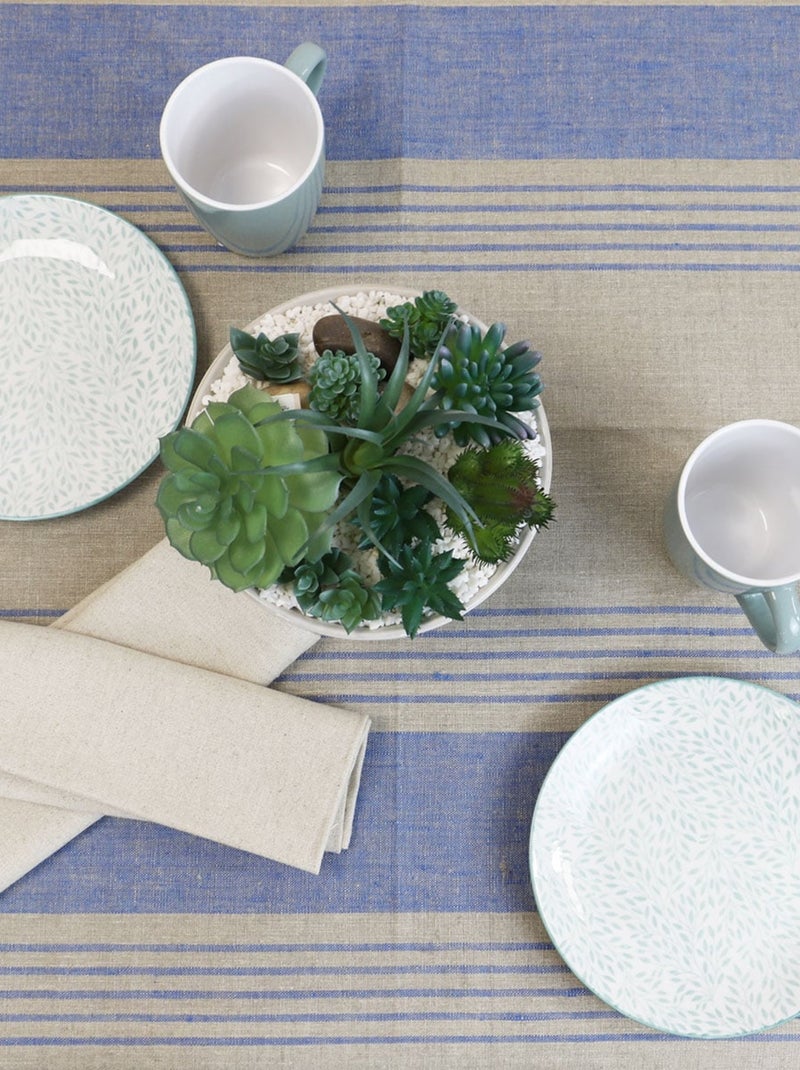 Nappe 100% lin naturel à rayures NAPOLI Bleu - Kiabi