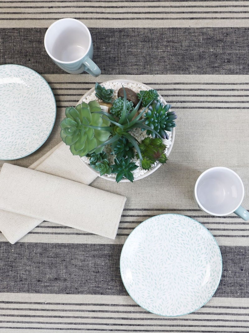 Nappe 100% lin naturel à rayures NAPOLI Noir Noir - Kiabi