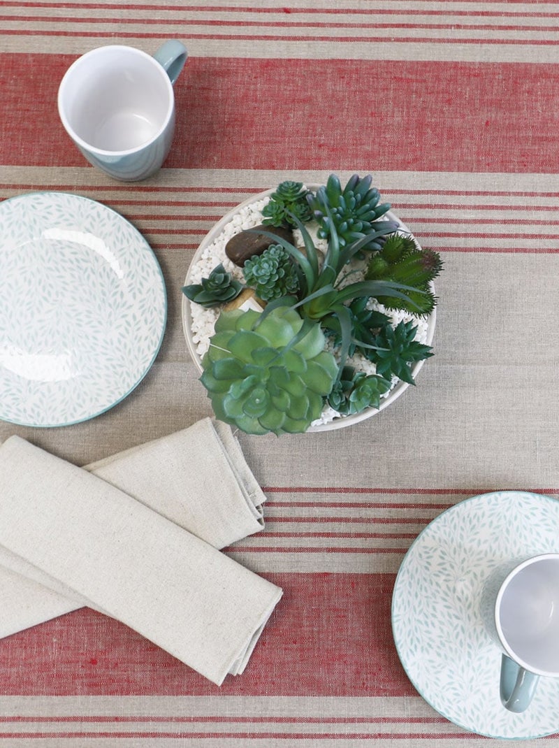 Nappe 100% lin naturel à rayures NAPOLI Rouge - Kiabi