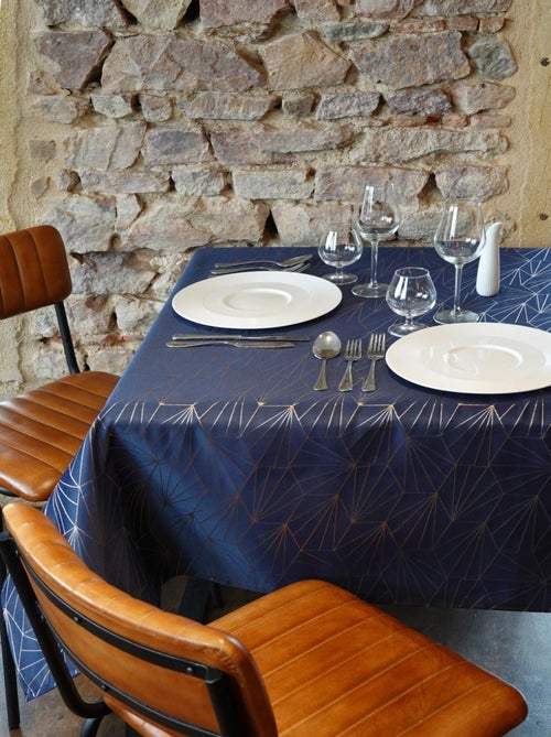 Nappe 145x240cm Facette bleu - Kiabi
