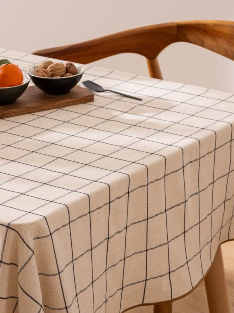 Nappe à carreaux 150x250 coton et lin Beige - Kiabi