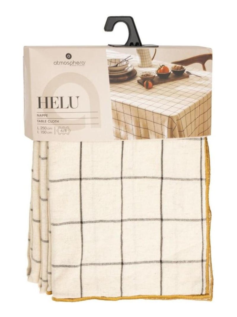 Nappe à carreaux 150x250 coton et lin Beige - Kiabi
