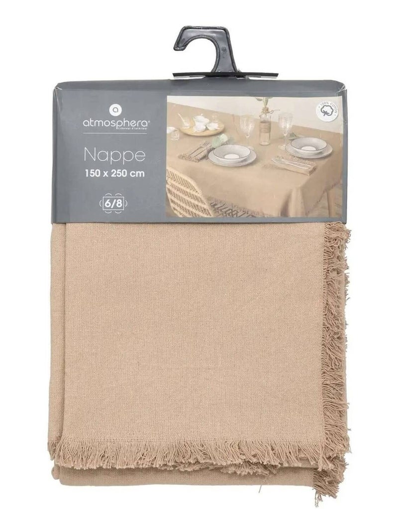 Nappe à franges - 100% coton Beige - Kiabi