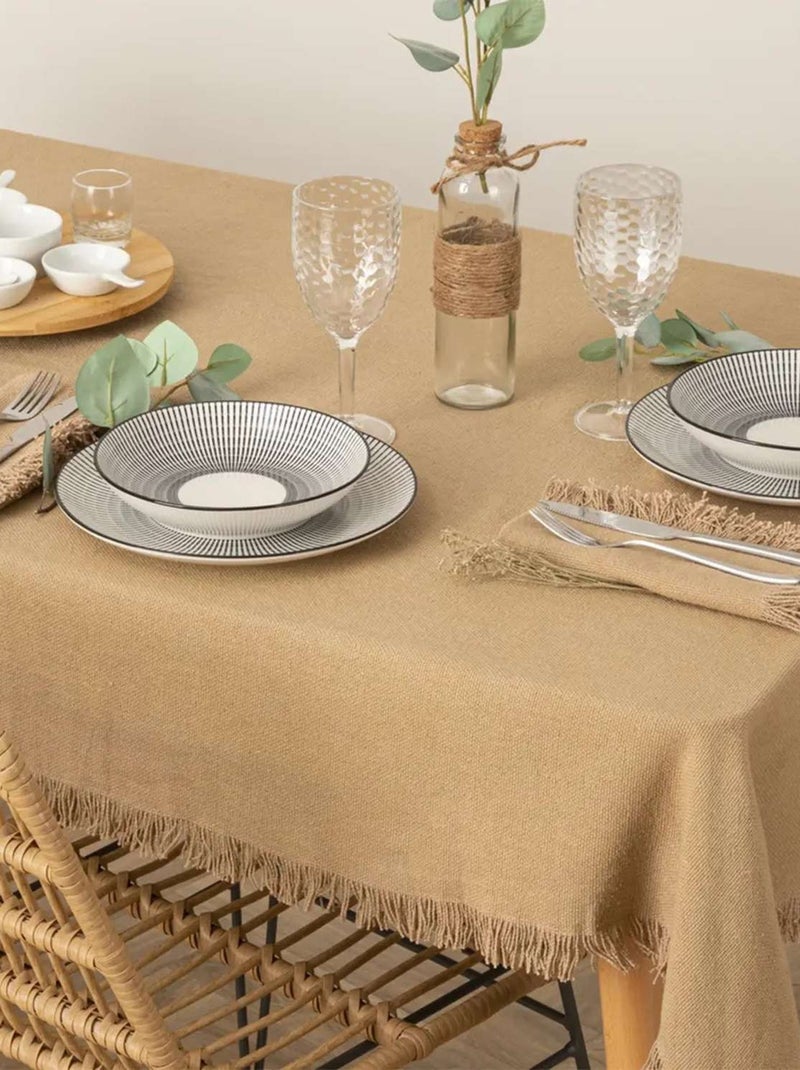 Nappe à franges - 100% coton Beige - Kiabi