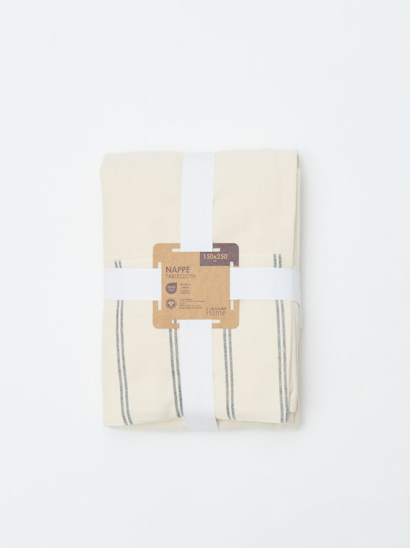 Nappe à rayures en coton (150x250 cm) - Kiabi Home Beige - Kiabi