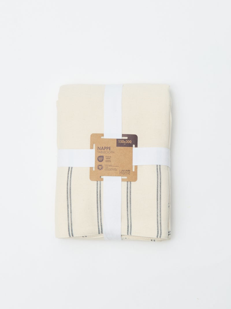 Nappe à rayures en coton (150x300 cm) - Kiabi Home Beige - Kiabi