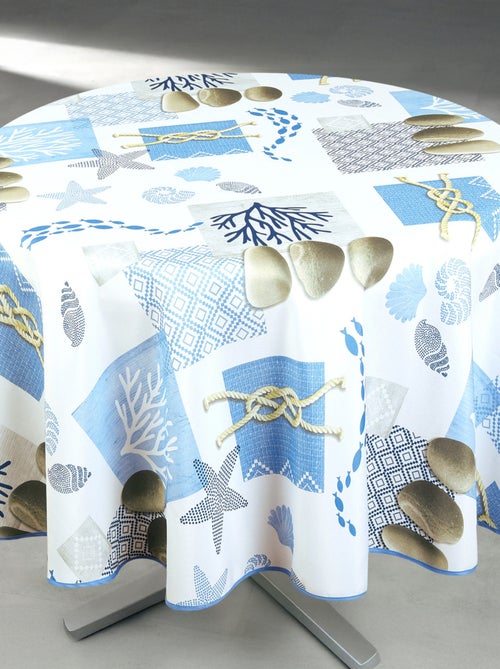 Nappe anti-tâche ronde motif bord de mer - Kiabi