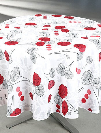 Nappe anti-tâche ronde motif coquelicots
