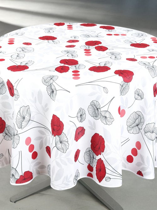 Nappe anti-tâche ronde motif coquelicots - Kiabi