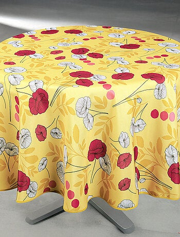 Nappe anti-tâche ronde motif coquelicots