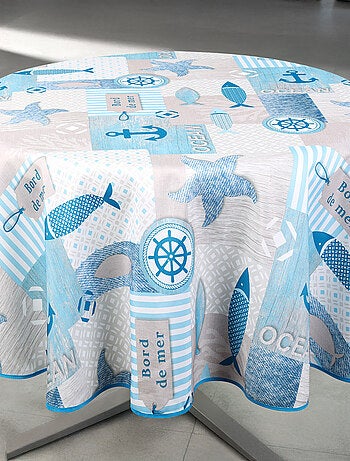 Nappe anti-tâche ronde motif marin