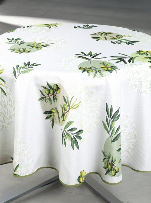 Nappe anti-tâche ronde motif olive - Kiabi