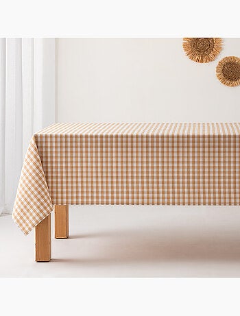 Nappe anti-taches à carreaux vichy, tissée, toucher textile - Gamusi.