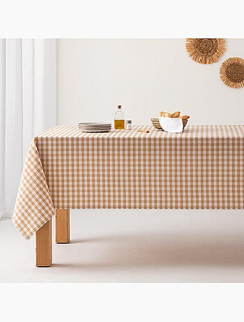 Nappe anti-taches à carreaux vichy, tissée, toucher textile - Gamusi.