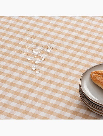 Nappe anti-taches à carreaux vichy, tissée, toucher textile - Gamusi.