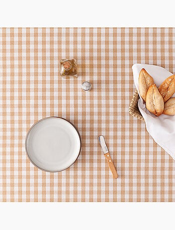 Nappe anti-taches à carreaux vichy, tissée, toucher textile - Gamusi.