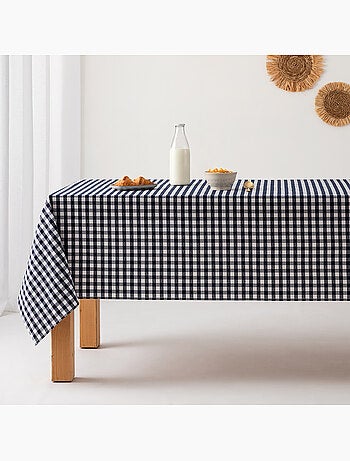 Nappe anti-taches à carreaux vichy, tissée, toucher textile - Gamusi.