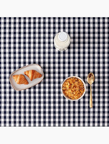 Nappe anti-taches à carreaux vichy, tissée, toucher textile - Gamusi.