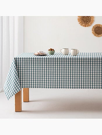 Nappe anti-taches à carreaux vichy, tissée, toucher textile - Gamusi.