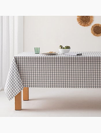 Nappe anti-taches à carreaux vichy, tissée, toucher textile - Gamusi.