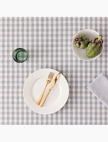 Nappe anti-taches à carreaux vichy, tissée, toucher textile - Gamusi.